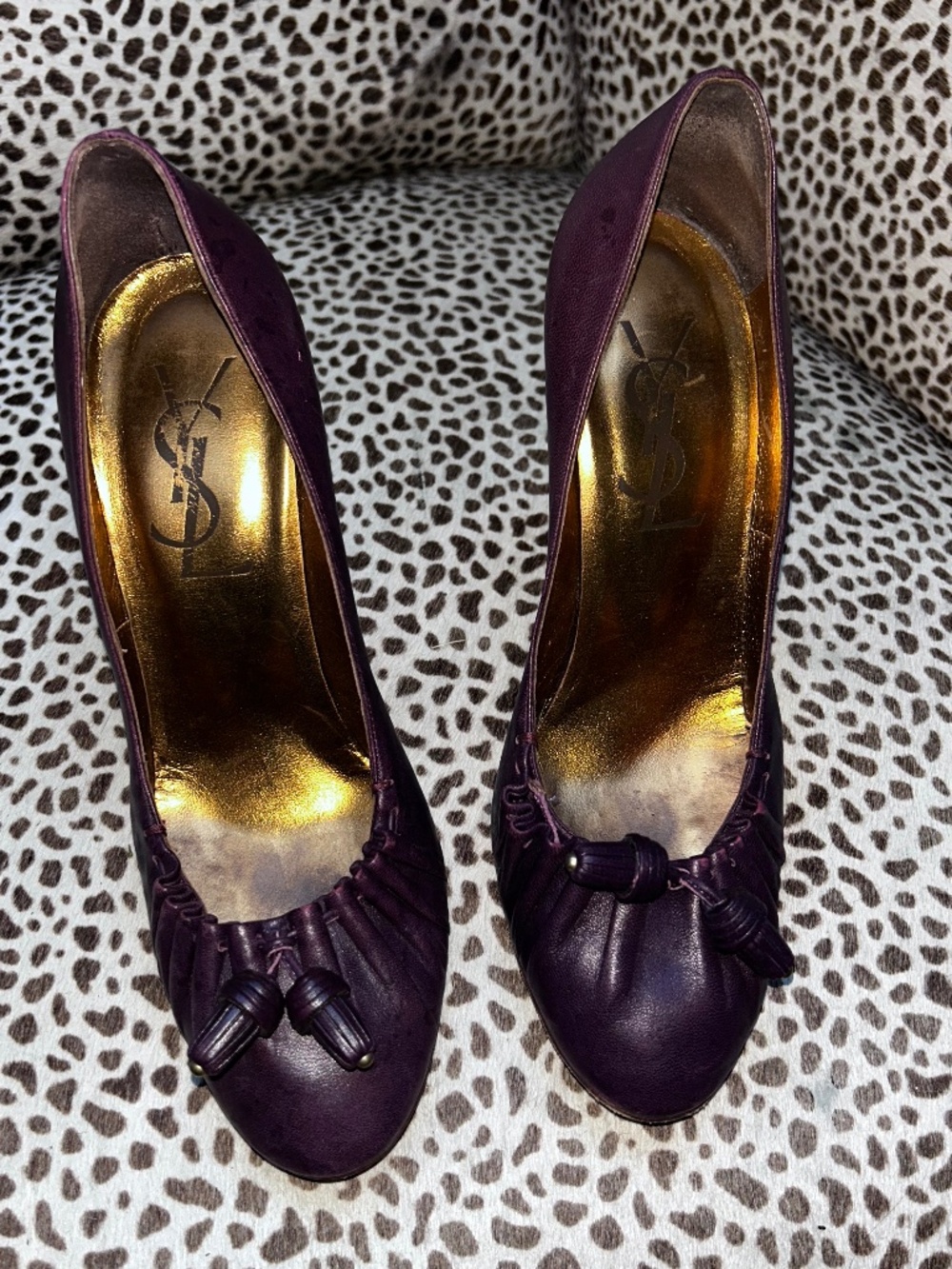 YSL Yves saint Laurent purple women's leather pump shoes 7 1/2 - Picture 2 of 6